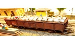 LOAD OF IRON YARN COILS FOR WAGONS ON HIGH WALLS SCALE 1/87 H0 ART. 87306