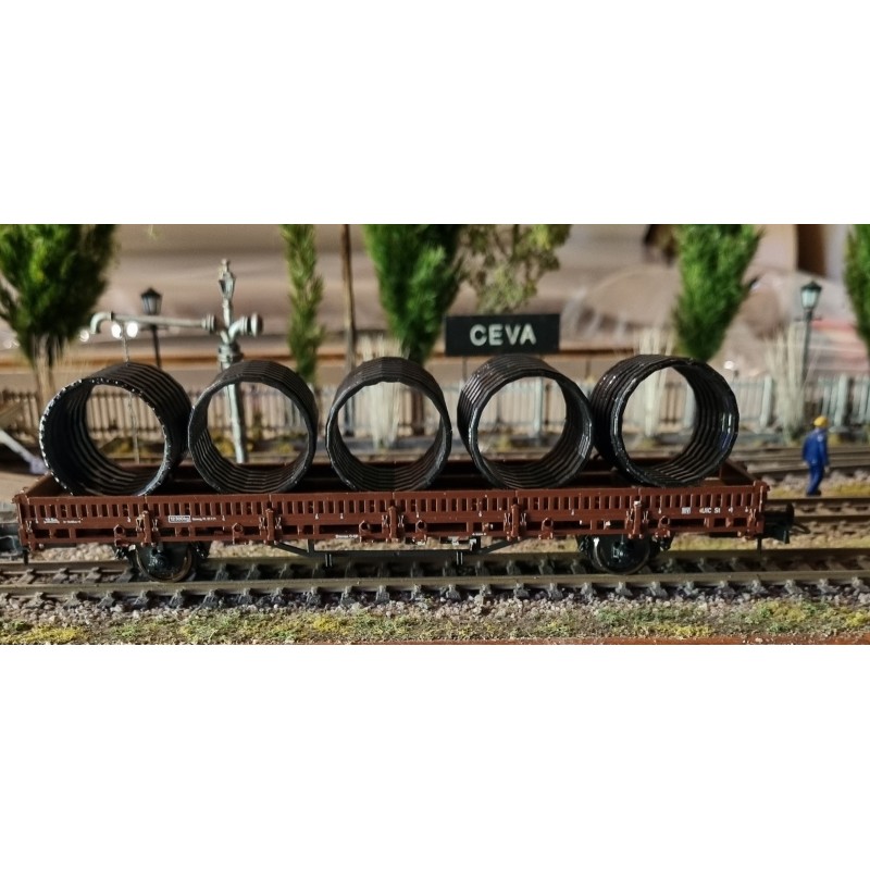 LOADING POLYETHYLENE PIPES FOR LOW-SIDED RAILWAY CAR SCALE 1/87 H0 ART. 87316